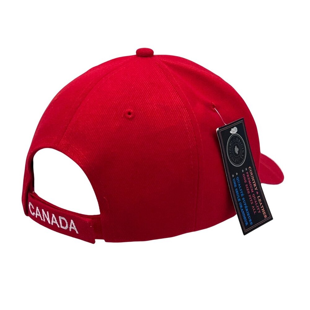 Canada Flag Embroidered Baseball Cap Hat Red White New Country Leather Brand - Picture 9 of 16